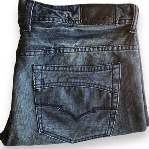 Buffalo Jeans King Relaxed Fit Straight Leg Distressed Dark Wash Mens Size 38X34